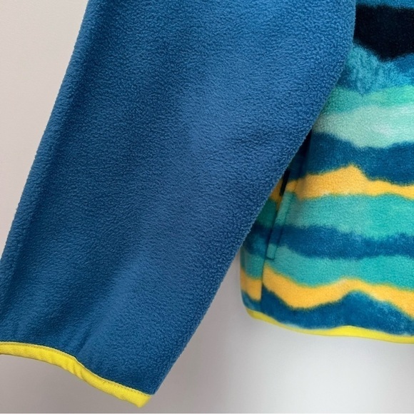 Lands' End Heritage Teal Mountain Ombre Print Snap Mock Fleece Pullover Gorpcore - Picture 8 of 15